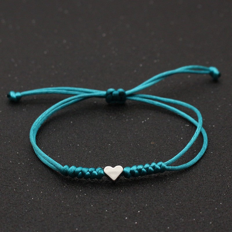 Silver Love Bracelet Lovers Handmade Hand-woven Red String Bracelet Simple All-match Small Jewelry