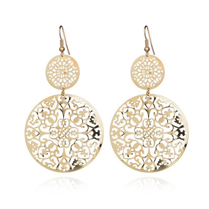 Fashion Retro Round Cutout Ladies Earrings