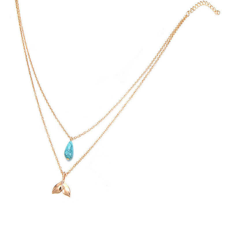 Water Drop Turquoise Beach Alloy Fishtail Clavicle Chain