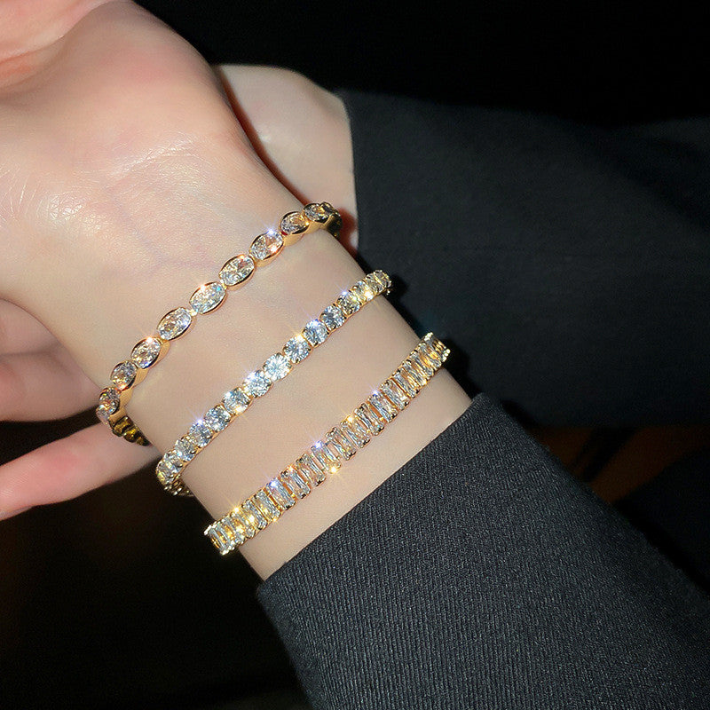 Geometric Zircon Bracelet Net Red Temperament Design Sense Of Hand Ornaments