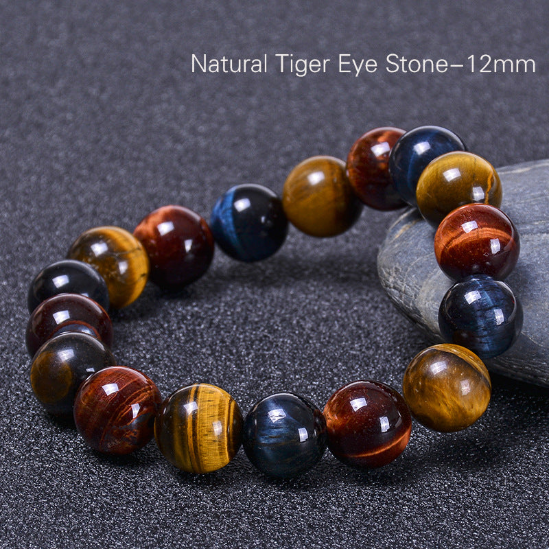 Premium Natural Tiger Eye Stone Bracelet Yellow Red Tiger Eye Stone Bracelet Single Loop Elastic Rope Wholesale