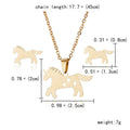 Rose New Pony Star Stainless Steel Necklace Earring Set Titanium Steel Jewelry Sweater Chain Necklace