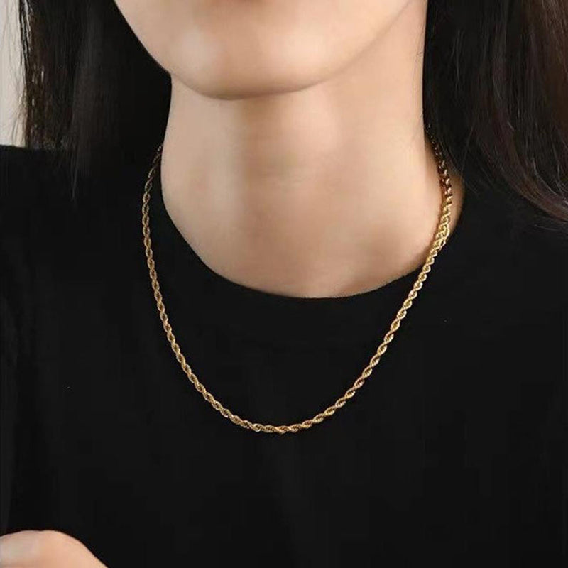 European And American Classic Twist Chain Titanium Steel Necklace