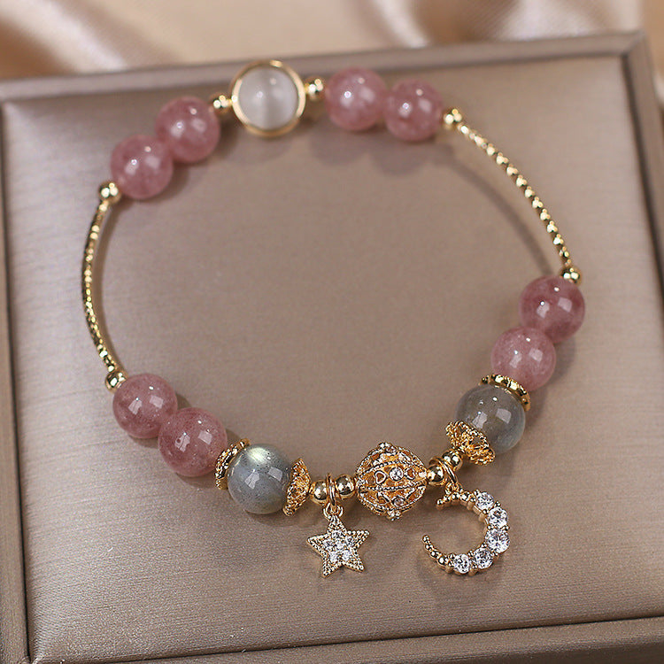Star And Moon Strawberry Crystal Bracelet Designed By Women'S Minority