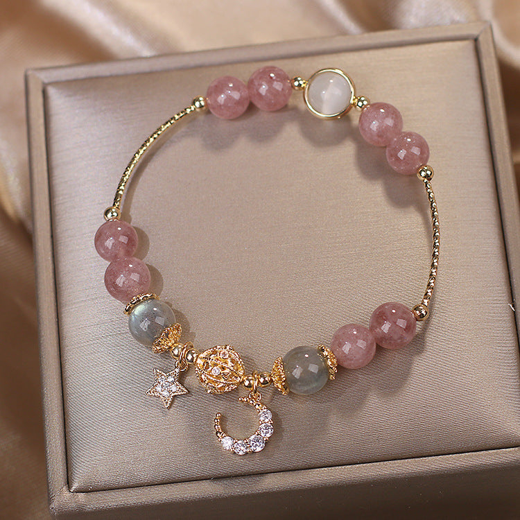 Star And Moon Strawberry Crystal Bracelet Designed By Women'S Minority