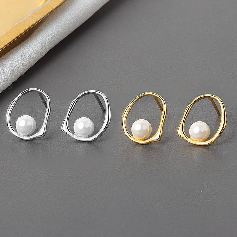 Hollow Pearl Line Earrings Female Students All-match Jewelry