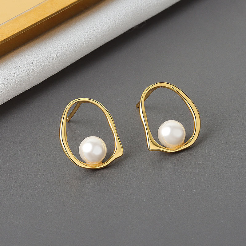 Hollow Pearl Line Earrings Female Students All-match Jewelry