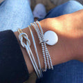 European And American Fashion Bright Silver Knotted Beaded Hand Jewelry