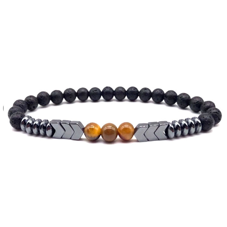 Lava Stone Tiger Eye Men's Bracelet
