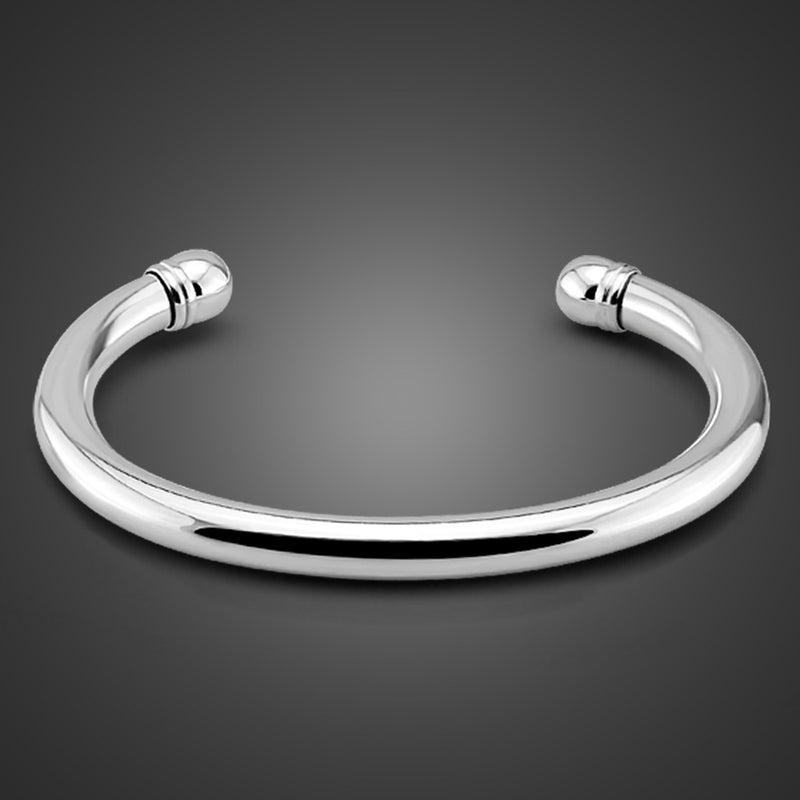 Glossy Bracelet Silver Plated Platinum U Shape Simple Bracelet