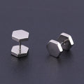 Titanium Steel Geometric Hexagonal Stud Earrings Male Polygonal Earrings