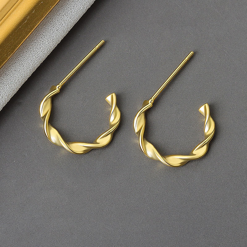 C-shaped Twist Earrings Female Irregular Twist Earrings