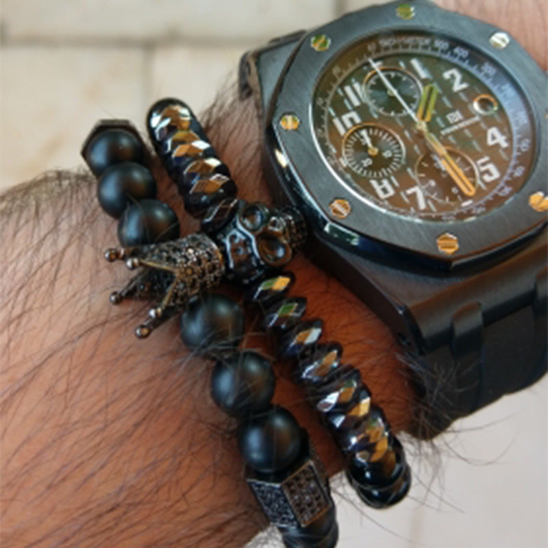 Black Gallstone Beaded Bracelet