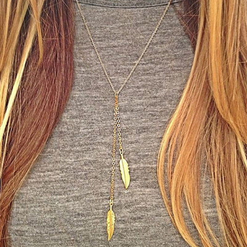 Simple Mori Series Feather Gold Pendant