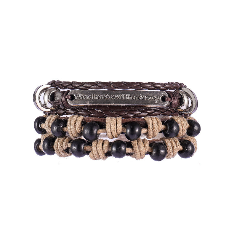 Four-piece Multi-layer Braided Cowhide Bracelet