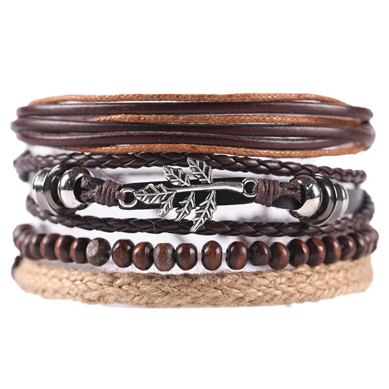 Four-piece Multi-layer Braided Cowhide Bracelet