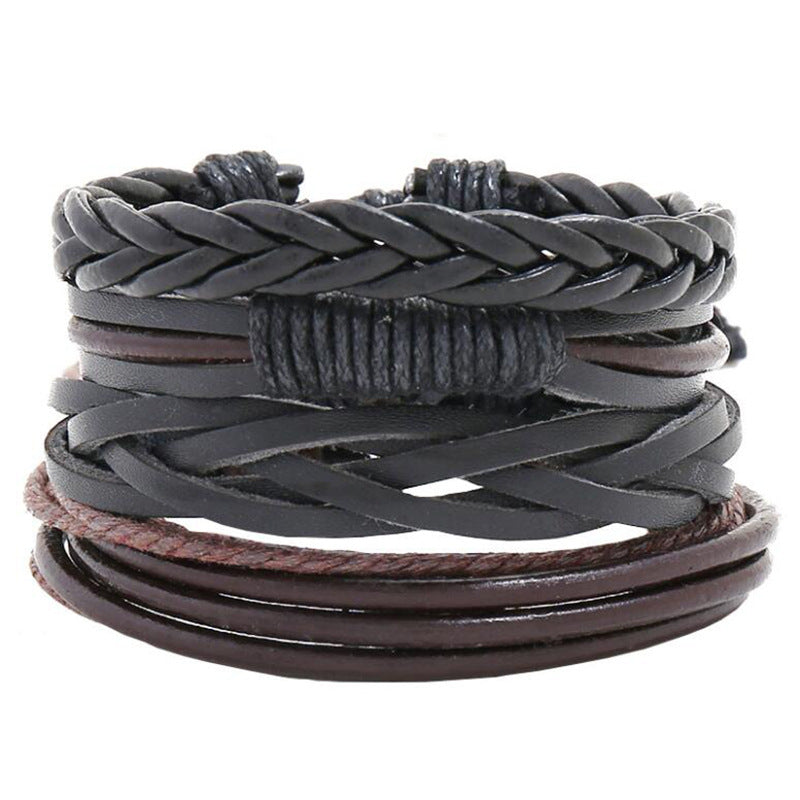 Four-piece Multi-layer Braided Cowhide Bracelet
