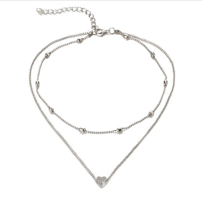 Cute heart love double layer anklet