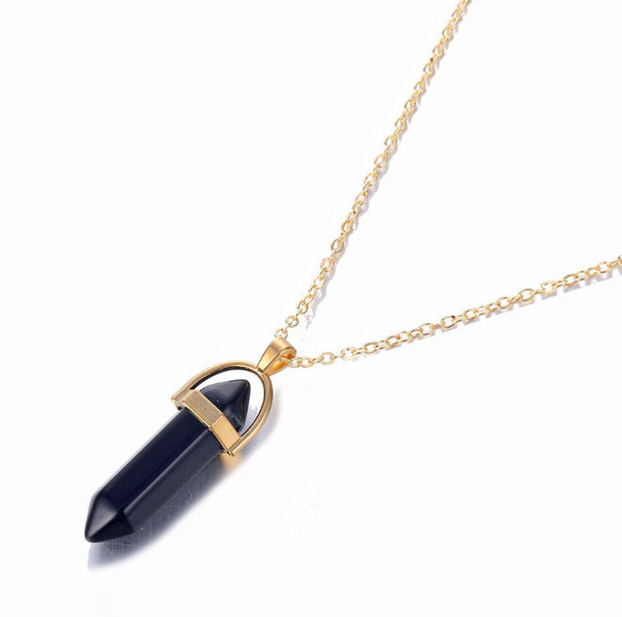 Short Bullet Head Crystal Stone Pendant Clavicle Necklace