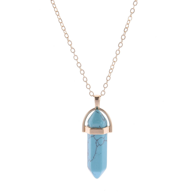 Short Bullet Head Crystal Stone Pendant Clavicle Necklace