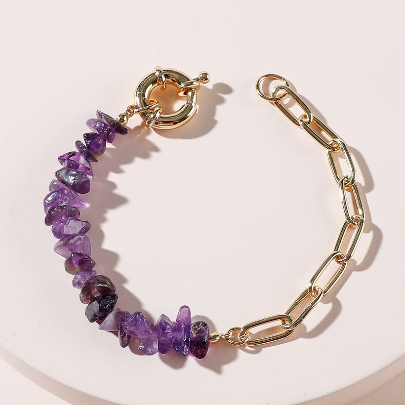 Qingdao Daiwei Jewelry Rough Stone Crystal Amethyst Stone Chain Bracelet