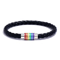 Woven Leather Bracelet Rainbow Colorful Fashion Magnetic Bracelet