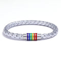 Woven Leather Bracelet Rainbow Colorful Fashion Magnetic Bracelet
