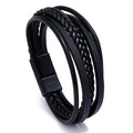 Men's Retro Multi-layer Leather Woven Bracelet With Magnetic Buckle