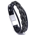 Couple Leather Jewelry Jewelry Bracelet Ethnic Style Retro Alloy Magnetic Buckle Leather Bracelet