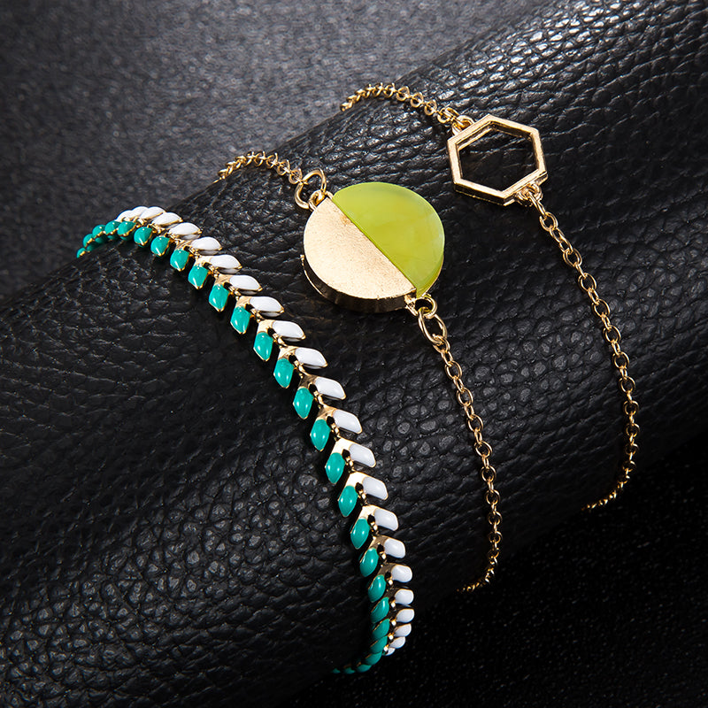 Leaf hexagon pineapple coconut alloy bracelet