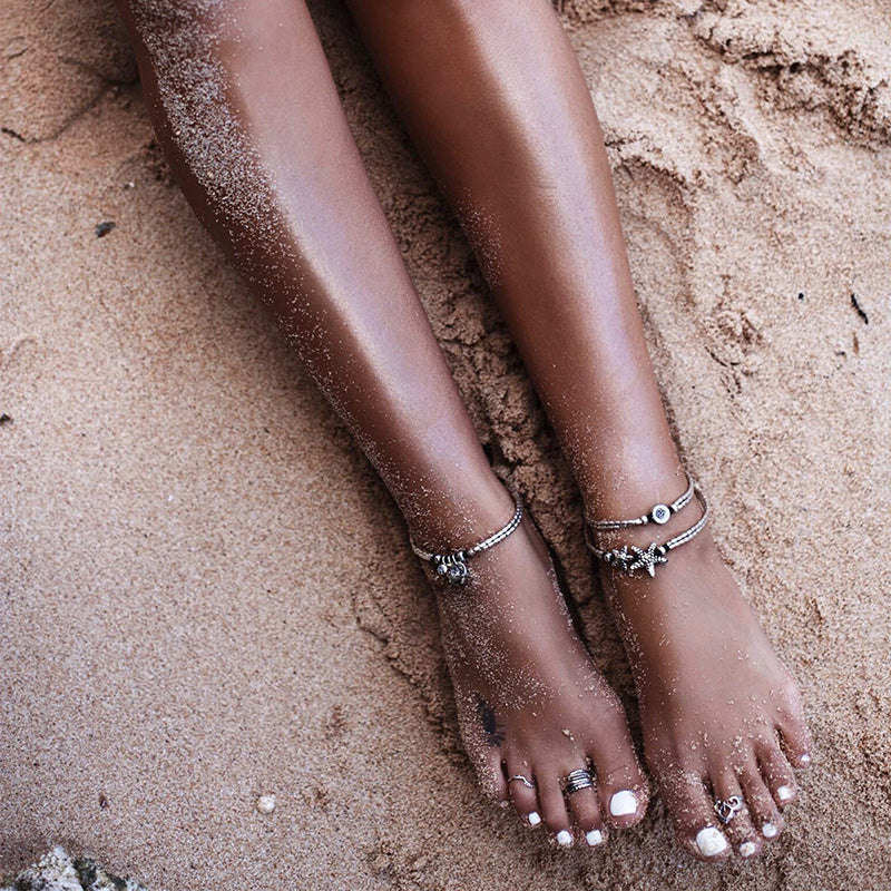 Round Starfish Yoga Pendant Anklet