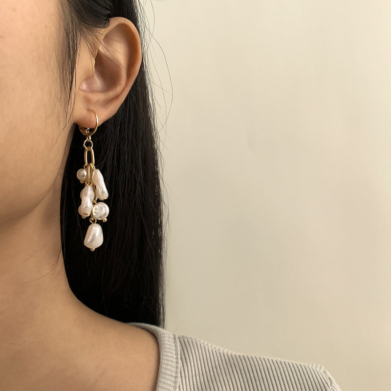 Baroque Fashion Pearl Tassel Earrings Temperament