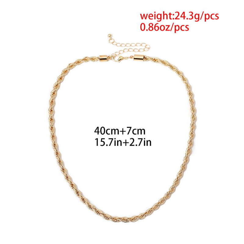 Simple single-layer design twist chain necklace