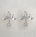 Simple temperament flower white crystal rhinestone hanging sun flower earrings