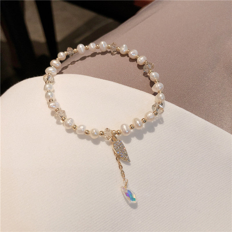 Pearl micro inlaid angel wing bracelet