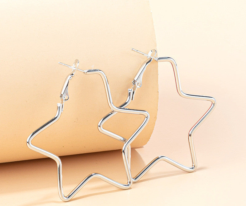 Fashion Jewelry Wholesale Five-pointed Star Exaggerated Geometric Metal Earrings