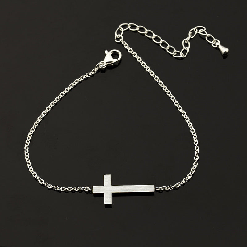 Cross Pendant Stainless Steel Bracelet