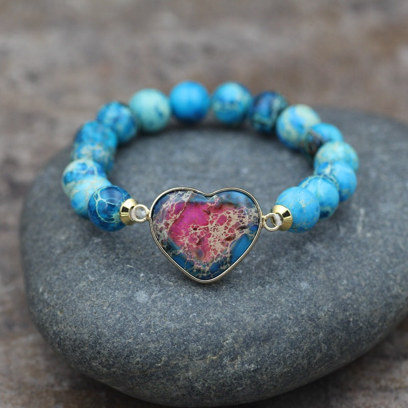 Heart-shaped bracelet 10mm blue