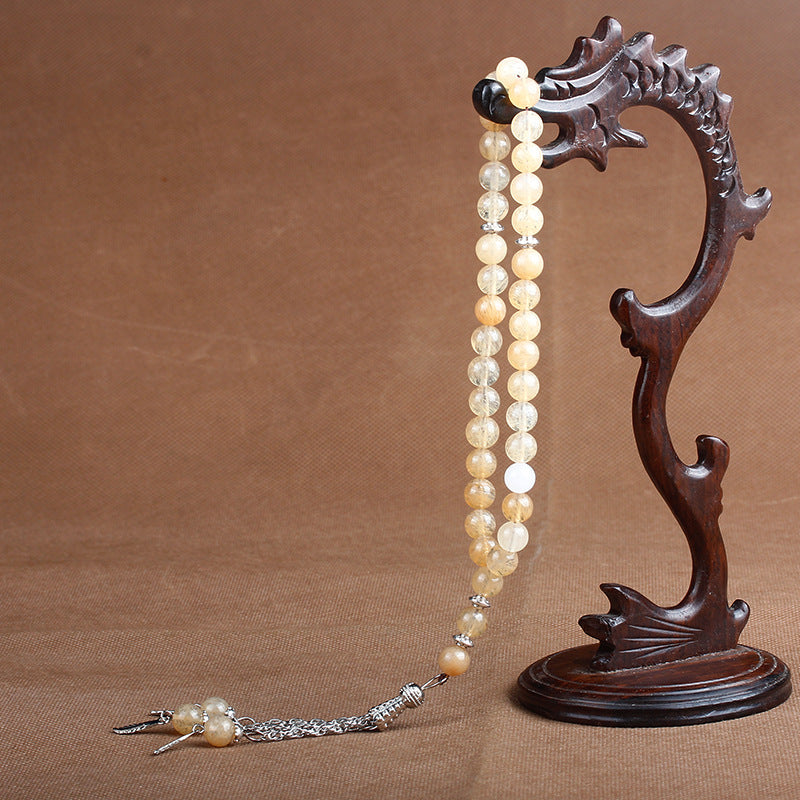 33 Natural stone agate crystal muslim rosary bracelet