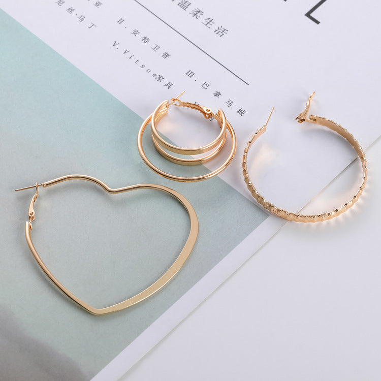 Female Geometric Temperament Metal Big Circle Love Earrings