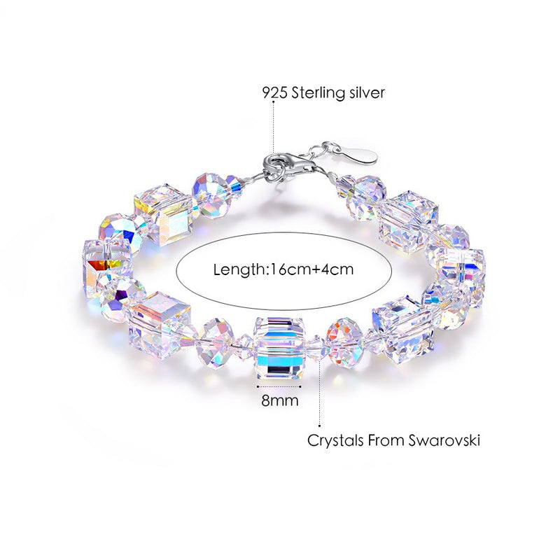 S925 Silver Austrian Beaded Crystal Bracelet