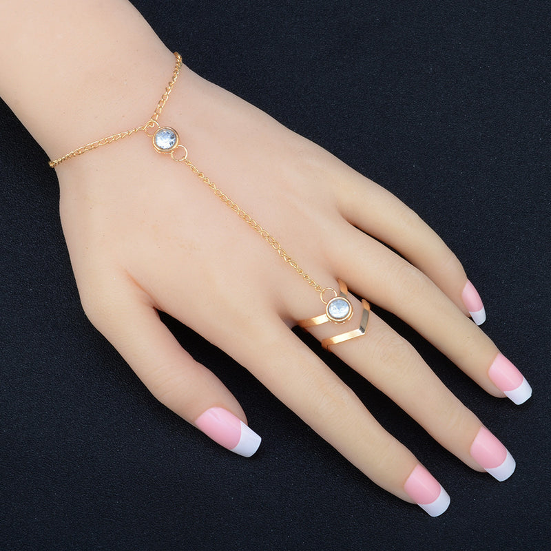 Diamond Attached Finger Bracelet