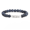 Volcanic stone believe letter bracelet bracelet