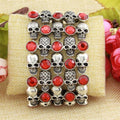 Skull skeleton stretch bracelet for women biker bling jewelry antique gold silver plated W crystal wholesale dropship