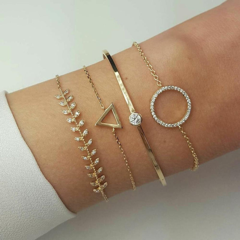 Alloy geometric plating bracelet