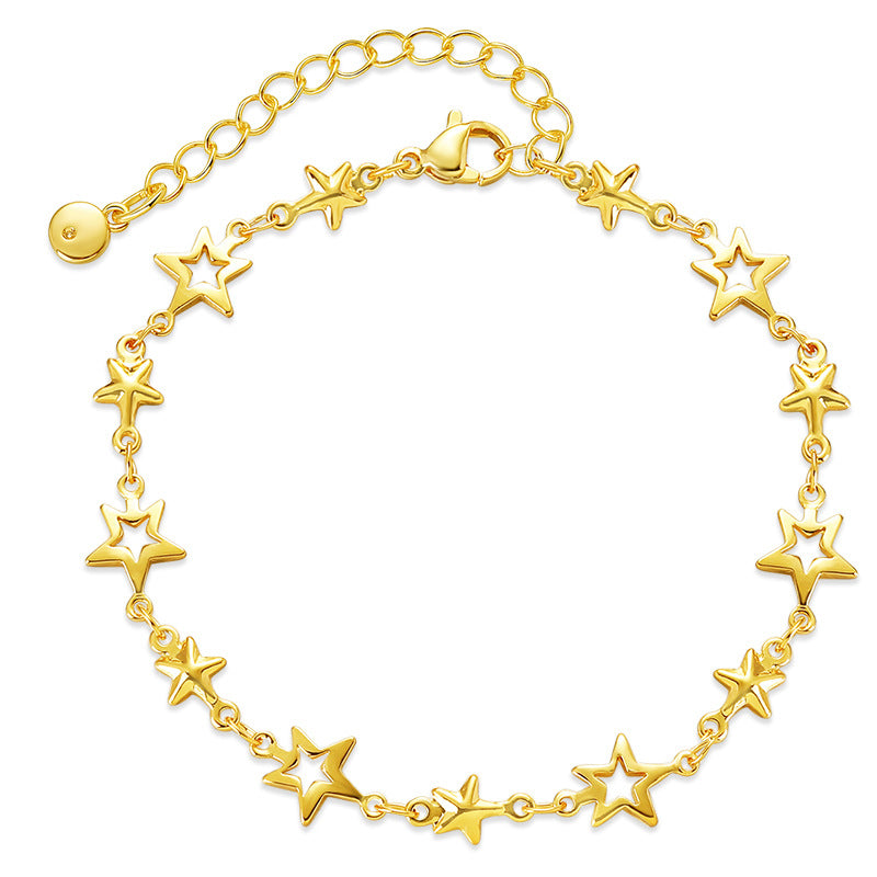 Star Niche Copper Plated 18K Real Gold White Sweet Bracelet