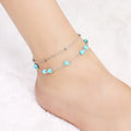 European and American simple turquoise double-layer foot chain