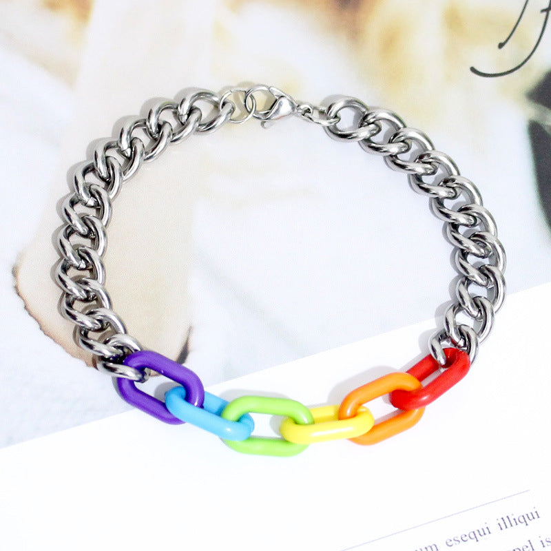 Stainless Steel Rainbow Gay Bracelet