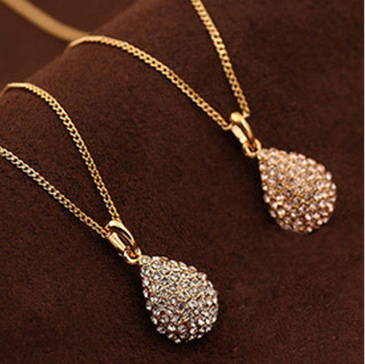 Fashion full diamond drop necklace