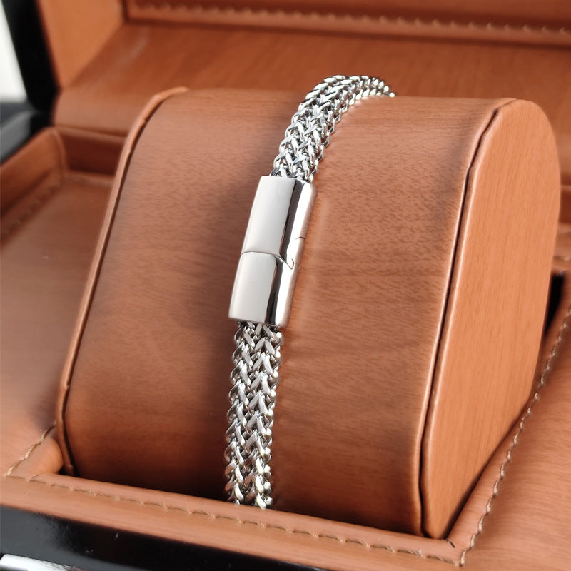 Men's Stainless Steel Bracelet Magnet Buckle